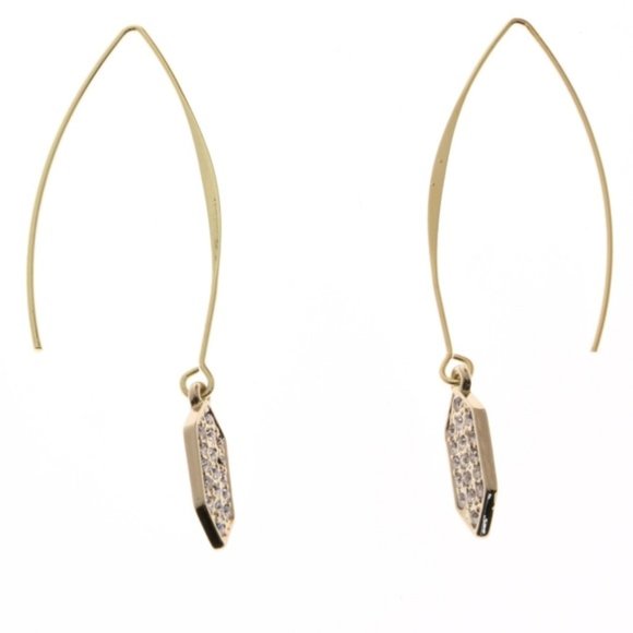 Lane Bryant gold and crystal rhombus drop earrings - Picture 2 of 3